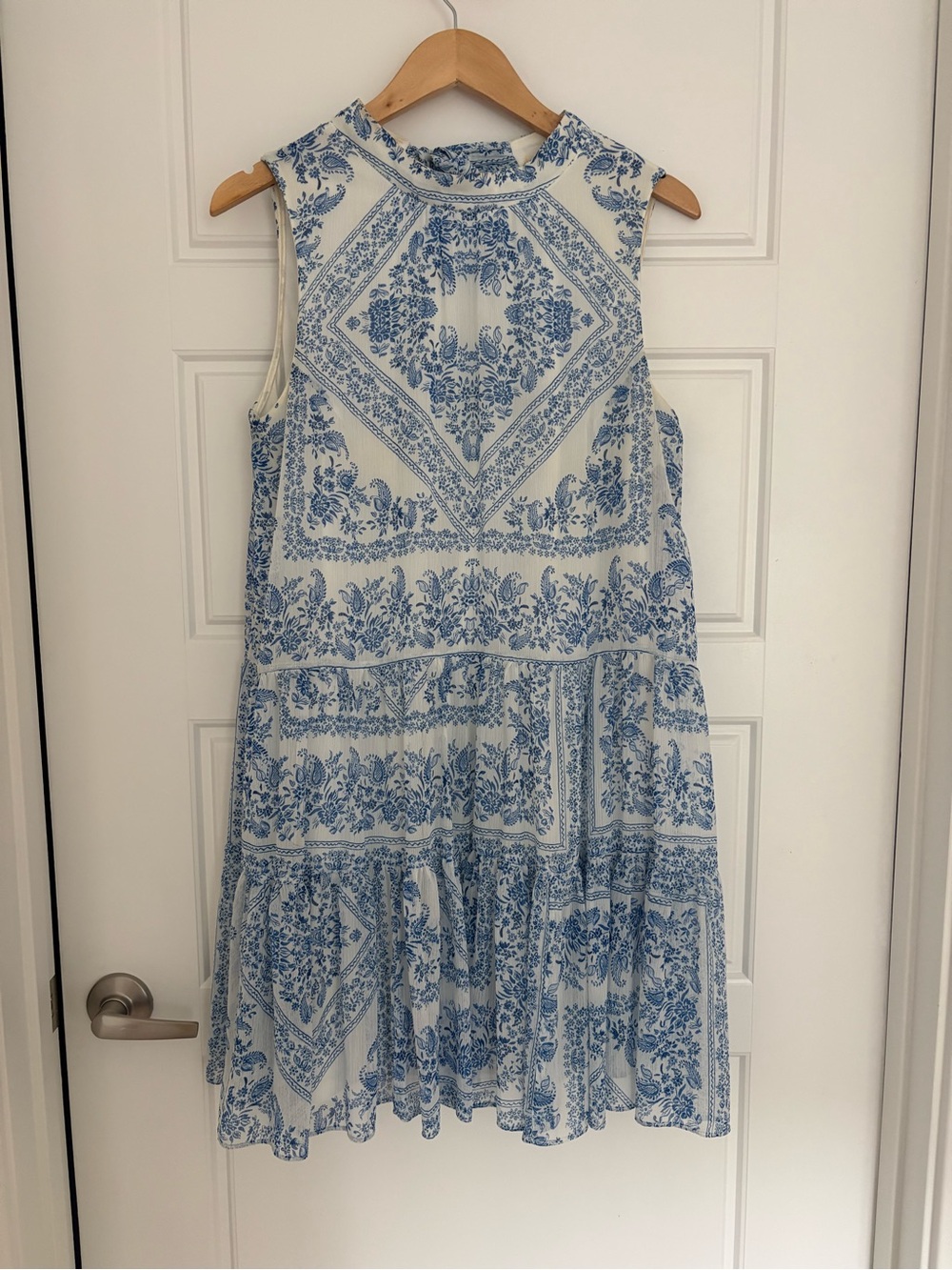 Calvin Klein White and Blue Floral Mini Dress